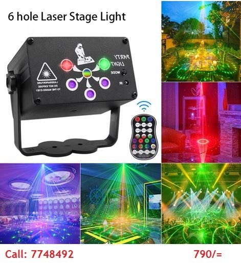 6 hole powerful Reote control Laser light 12W DC party disco light 7748492