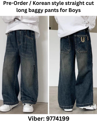 Pre-Order / Korean style straight cut long baggy pants for Boys