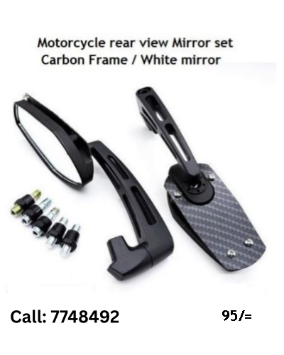Motorcycle rear view Mirror set / Carbon Frame / White mirror