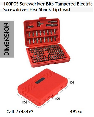 100PCS Screwdriver Bits Tampered Electric Screwdriver Hex Shank Tip head