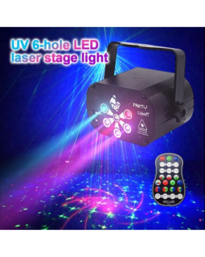 6Hole 60 pattern Remote Control RGB Mini Laser Stage Light Disco Party 7748492 - Image 3