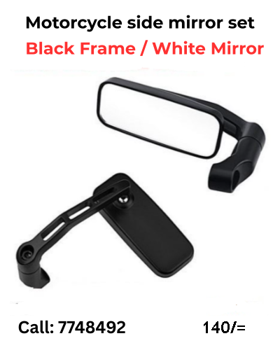 Motorcycle rear view Mirror set / Black frame - White mirror 7748492